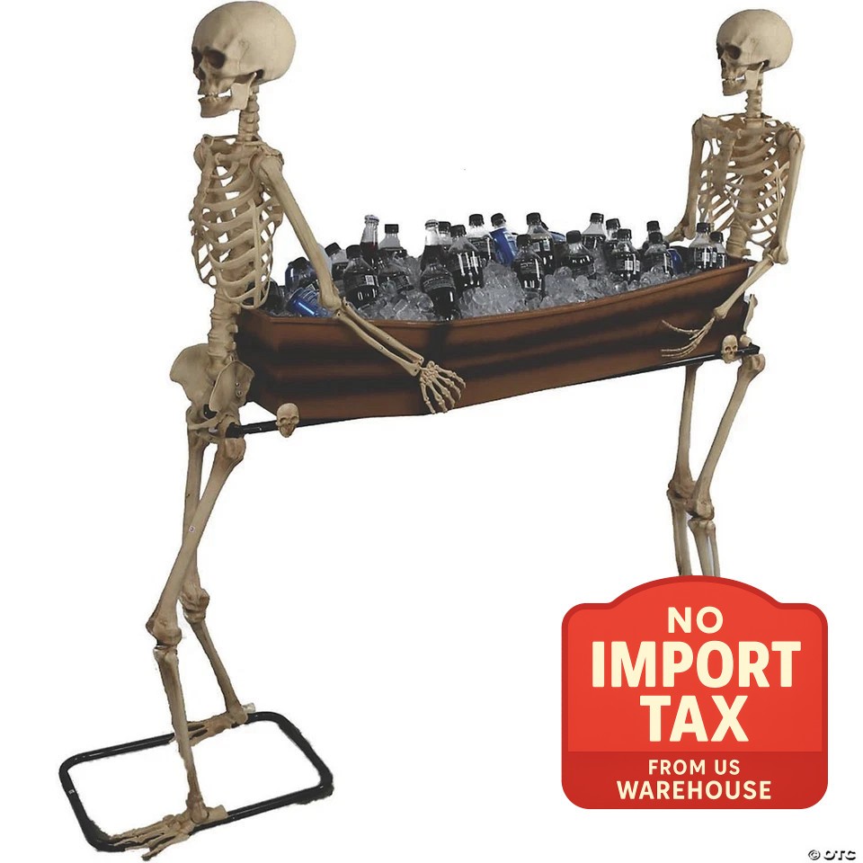 2 Poseable Skeletons Carrying Coffin Halloween Decoration Prop Haunted House New