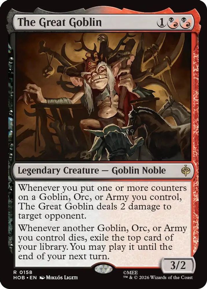 The Great Goblin 158 Rare The Hobbit Magic: The Gathering Near Mint