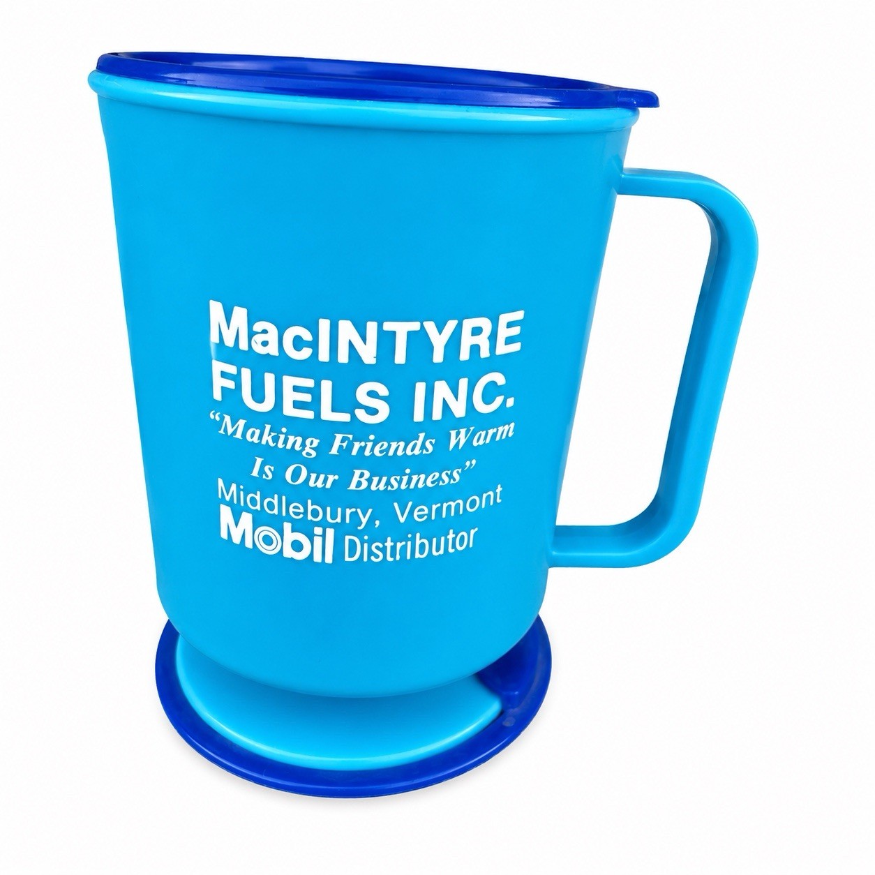 Vintage MacIntyre Fuels Mobil Distributor Travel Mug W/ Base Vermont Advertising