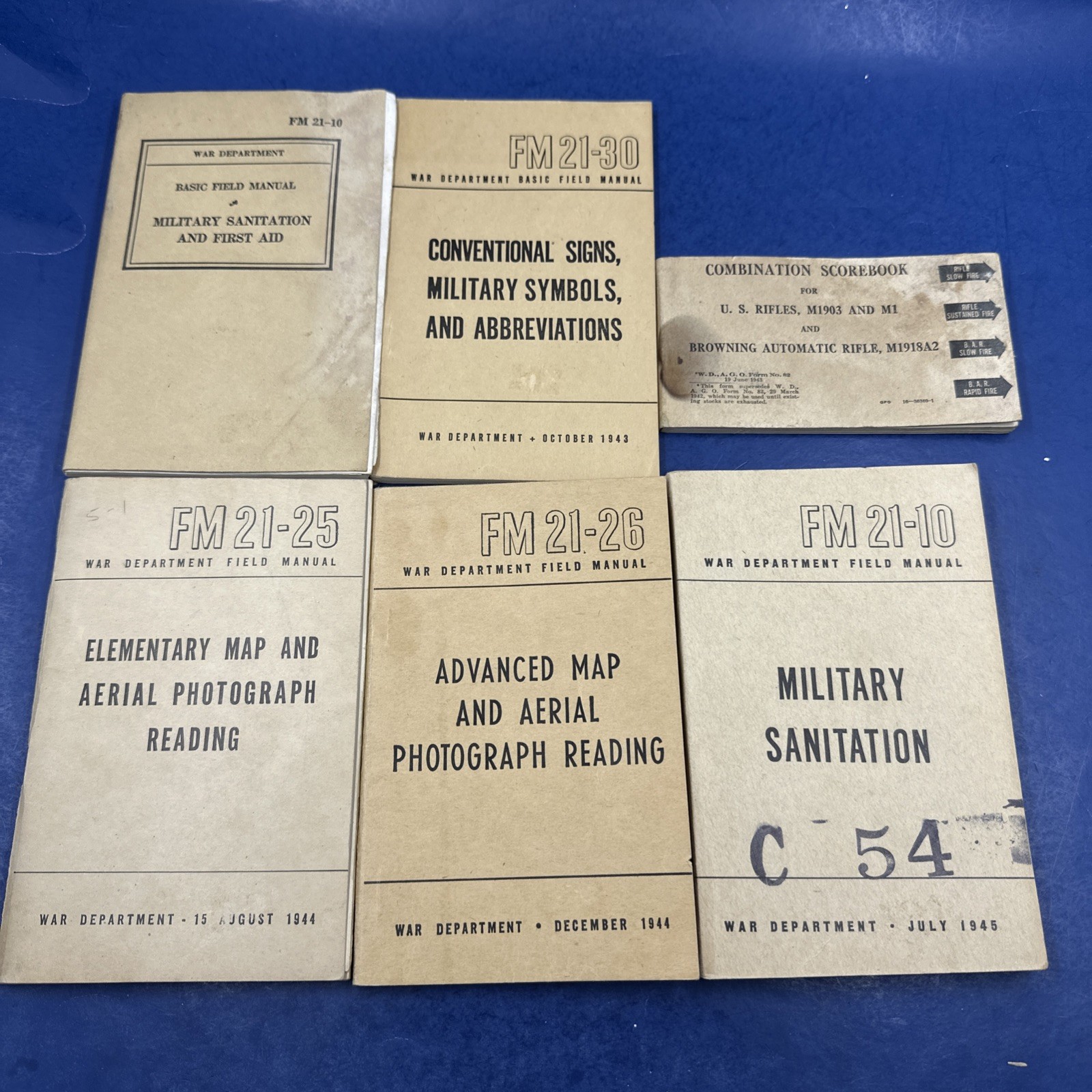 Vintage WWII Era War Department Field Manual Booklet Lot Paper Ephemera
