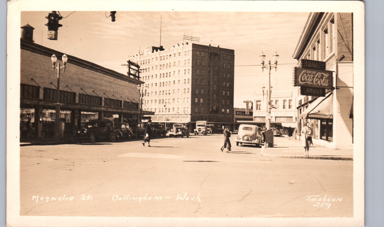 MAGNOLIA STREET bellingham wa real photo postcard rppc washington downtown