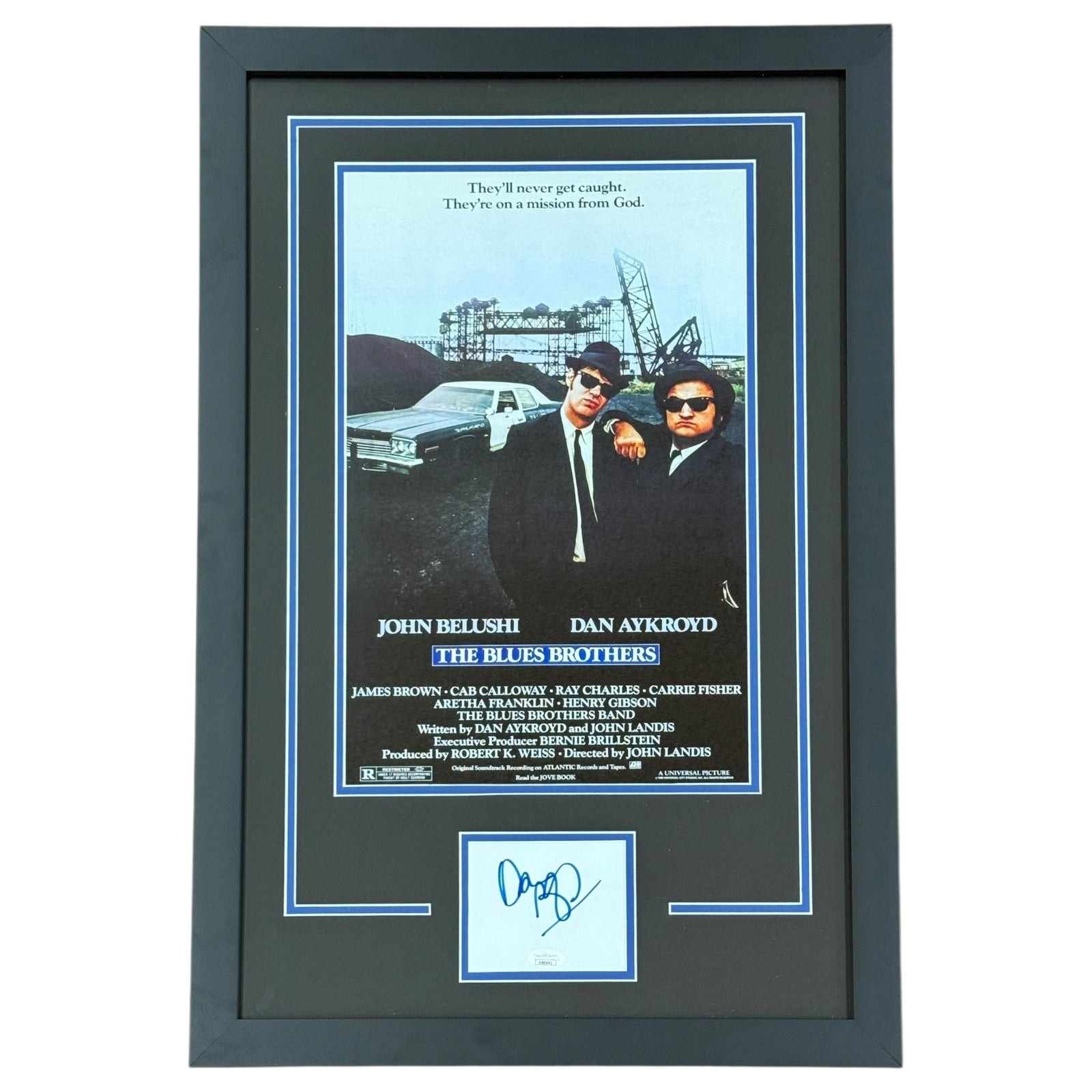 Blues Brothers 11x17 Movie Poster Deluxe Framed with Dan Aykroyd Autograph - JSA
