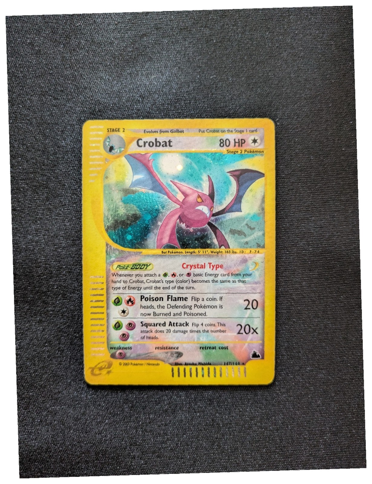 2003 Pokemon Skyridge Crystal Crobat 147/144 Holo English SWIRL 2003 Pokemon Skyridge Crystal Crobat 147/144 Holo English SWIRL