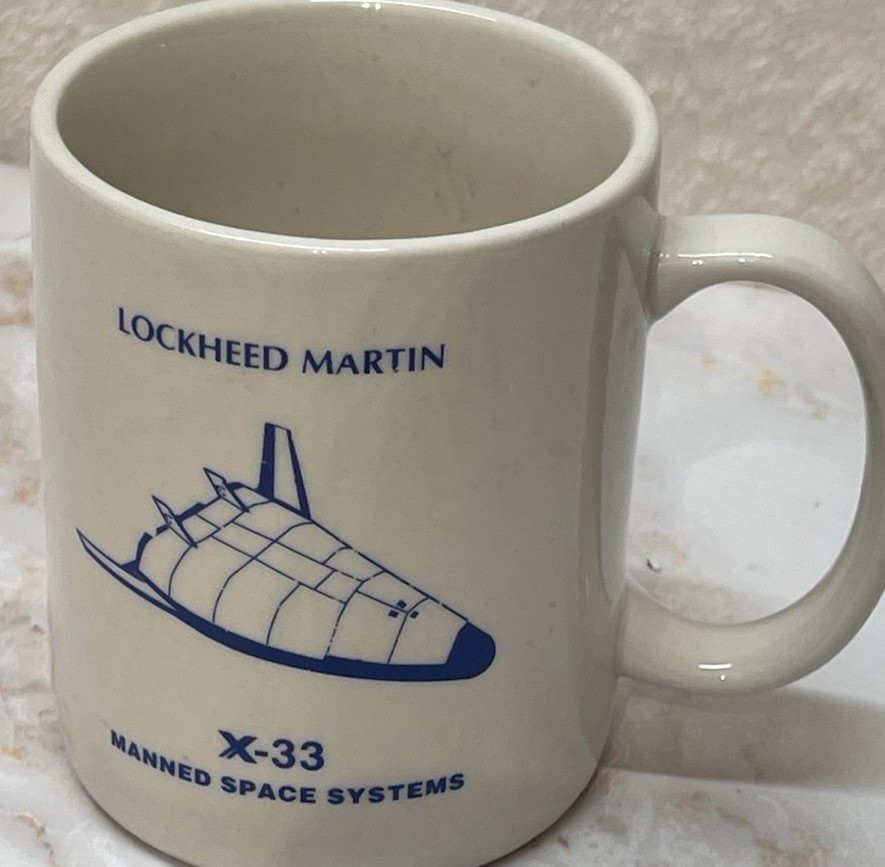1990s Lockheed Martin X-33 Defunct Space Shuttle Coffee Cup Mug NASA RARE
