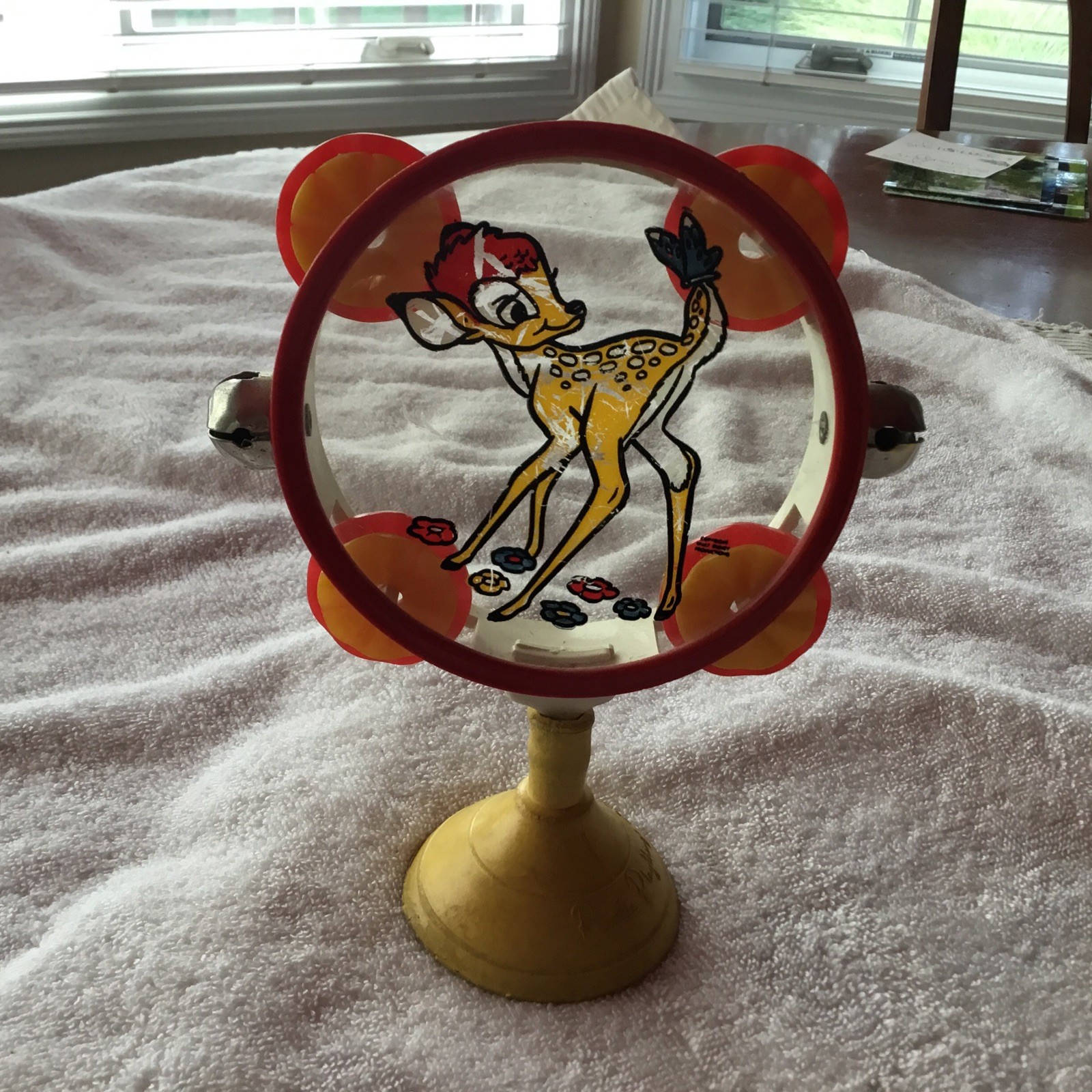Vintage & Rare plastic Plaything Co. BAMBI Baby rattle /  tambourine