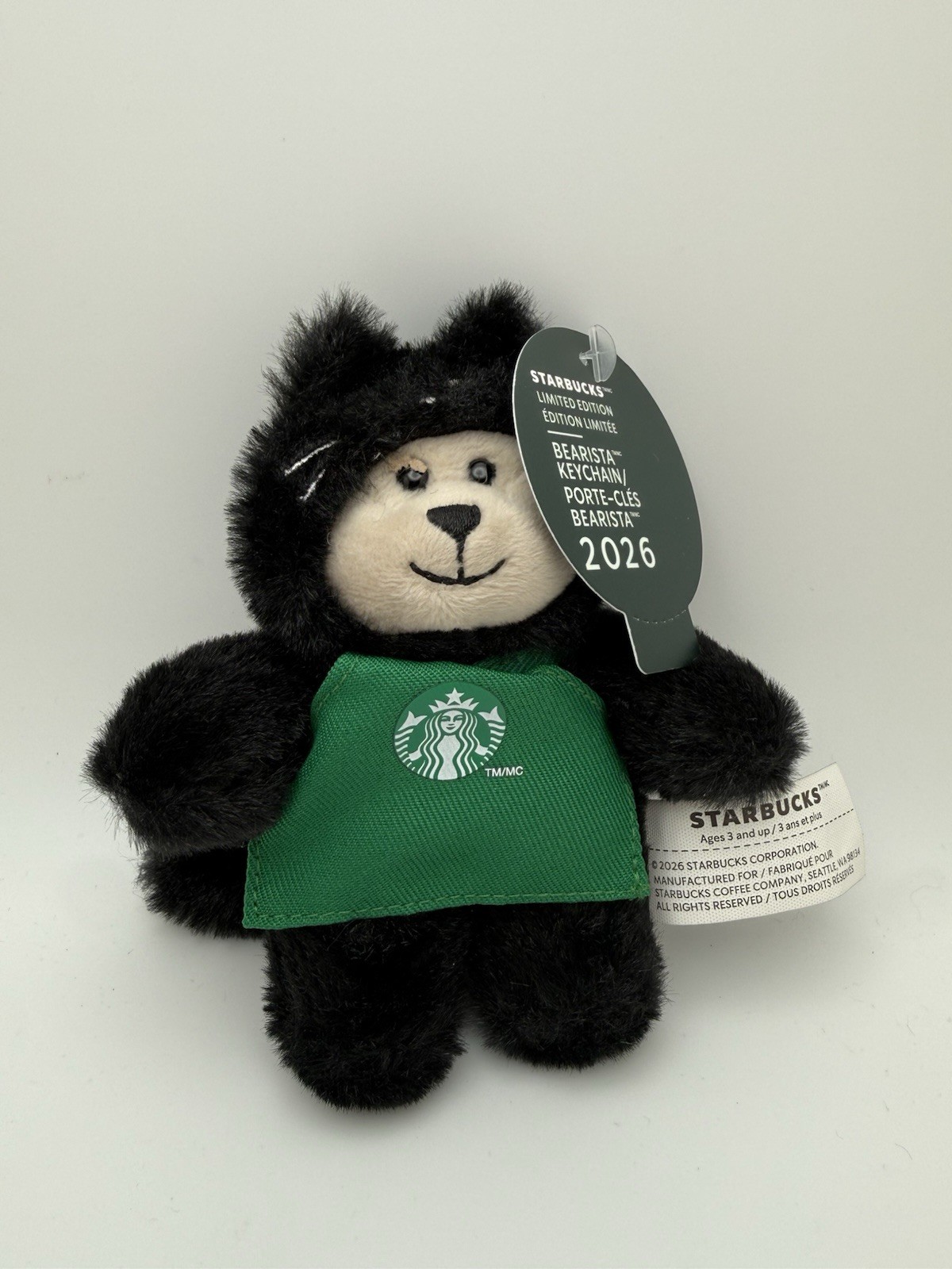 NWT Starbucks Halloween Bearista Bear Black Cat  Plush Keychain 2026 Free S&H