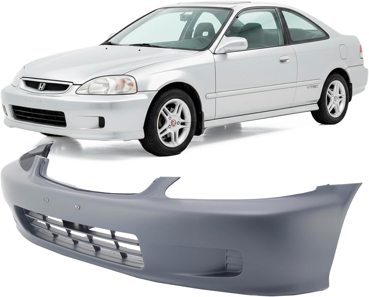 Compatible with Front Bumper Cover Fascia 1999-2000 Honda Civic DX EX-R GX HX LX