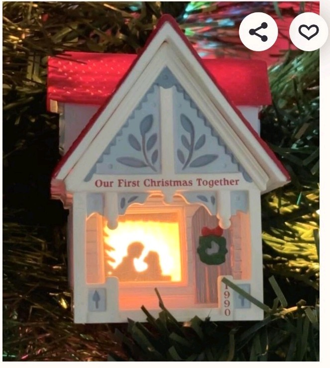 Vintage 1990 Hallmark Ornament: Our First Christmas Together - Magic Light w Box