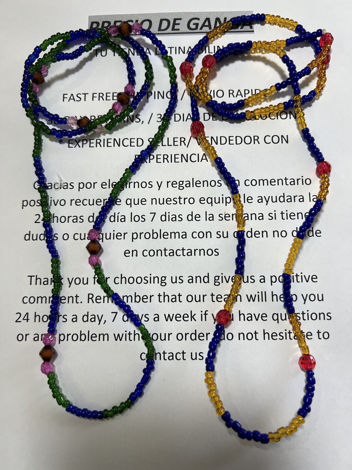 2 PACK ELEKE Collar Religioso Santeria IFA Yoruba Collar Religion BLUE, GREEN