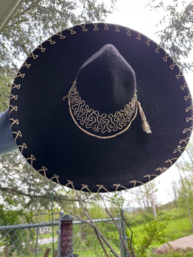 Authentic Black Felt Mariachi Sombrero Charro Hat Embroidered