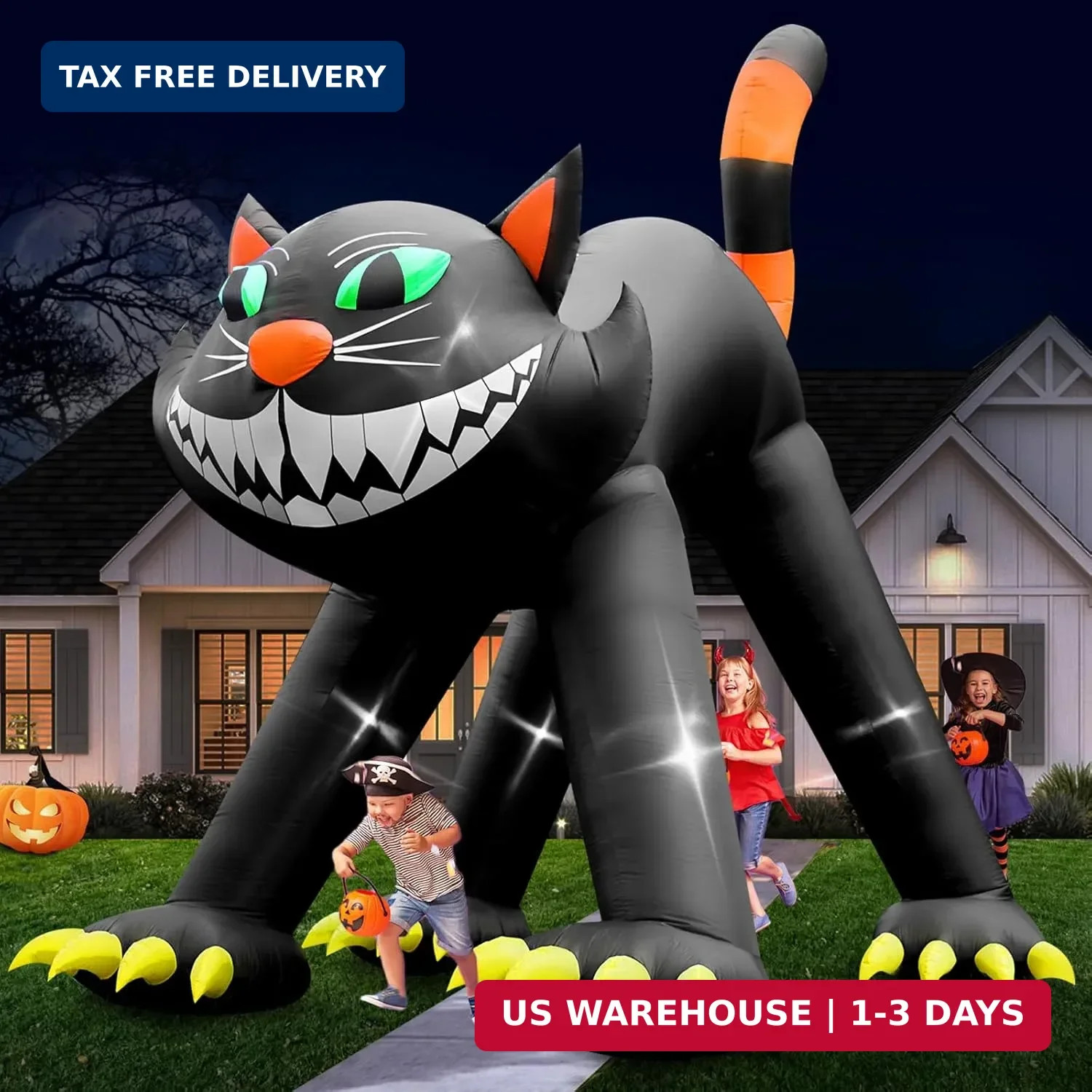 UniqSeason 14FT Giant Halloween Inflatable Black Cat, Blow up Cat