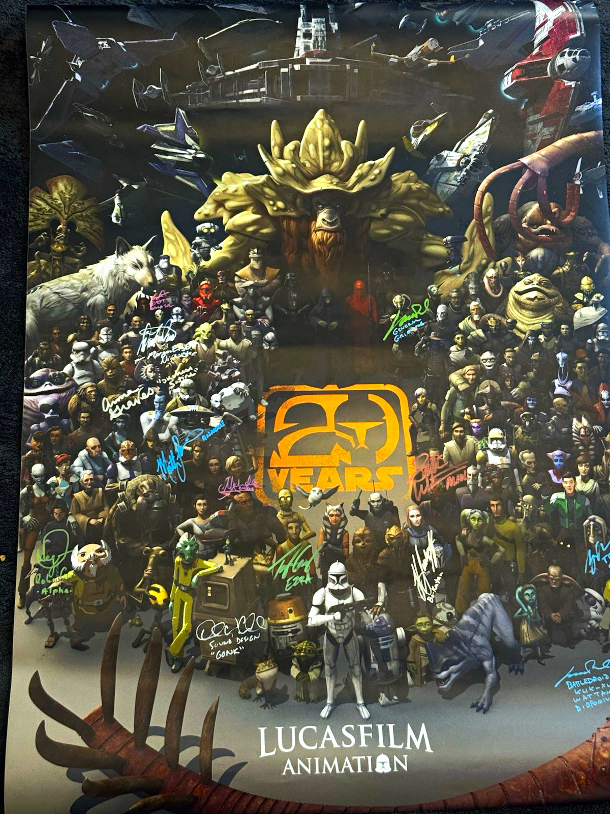 Lucasfilm Animation Star Wars 20 Years Original Signed Poster