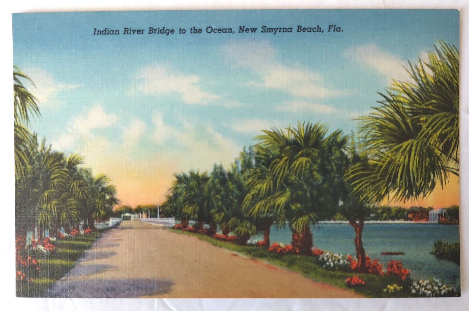 VTG 1939 NEW SMYRNA BEACH FL Postcard INDIAN RIVER BRIDGE TO OCEAN Mint