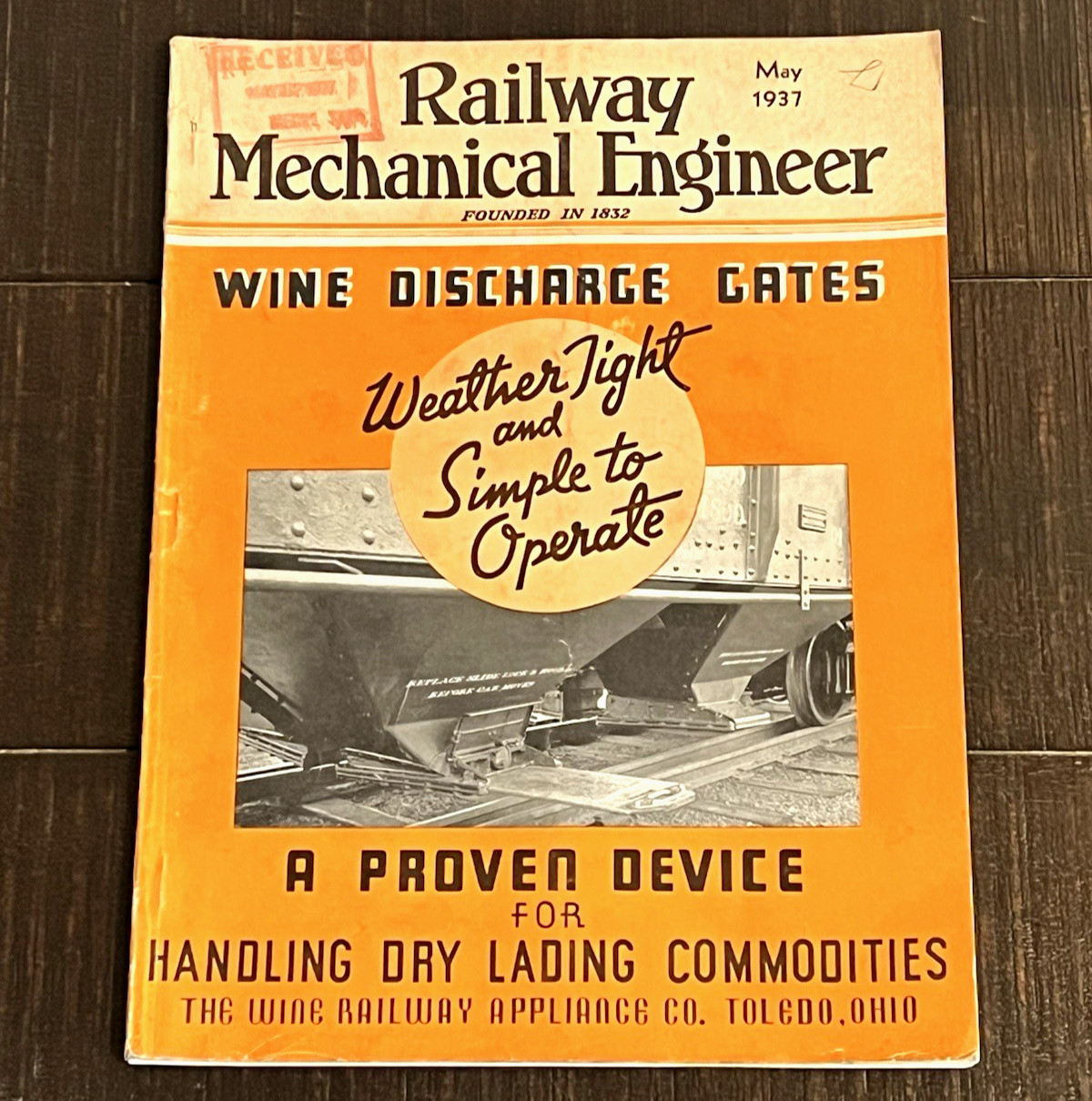 Railway Mechanical Engineer May 1937 Wine Discharge Gates Toledo Ohio #M7