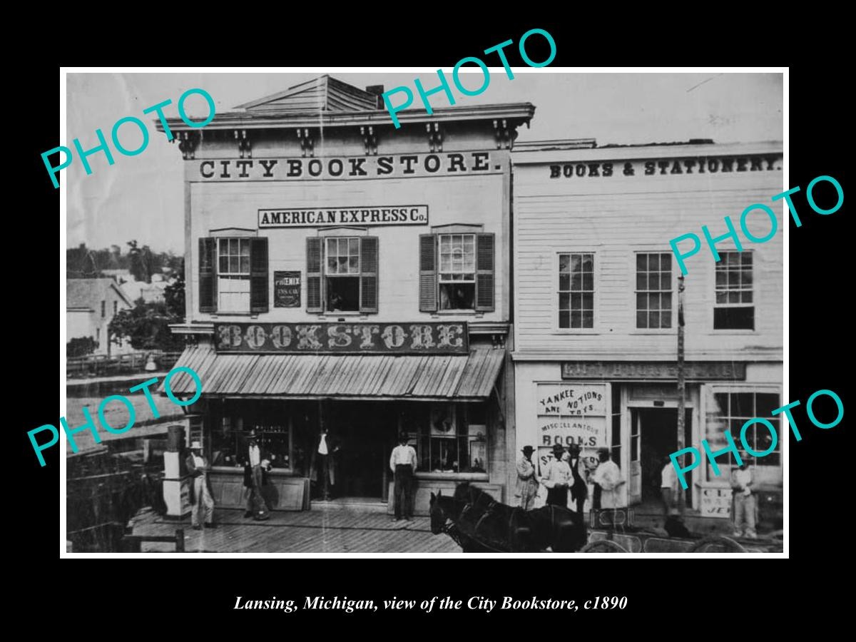Lansing Michigan View Of The City Bookstore c1890 Old Large Historic Photo