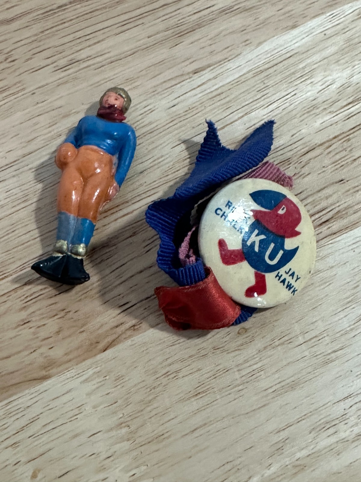Antique Kansas University Pinback Button KU Jayhawk Rock Chalk #3