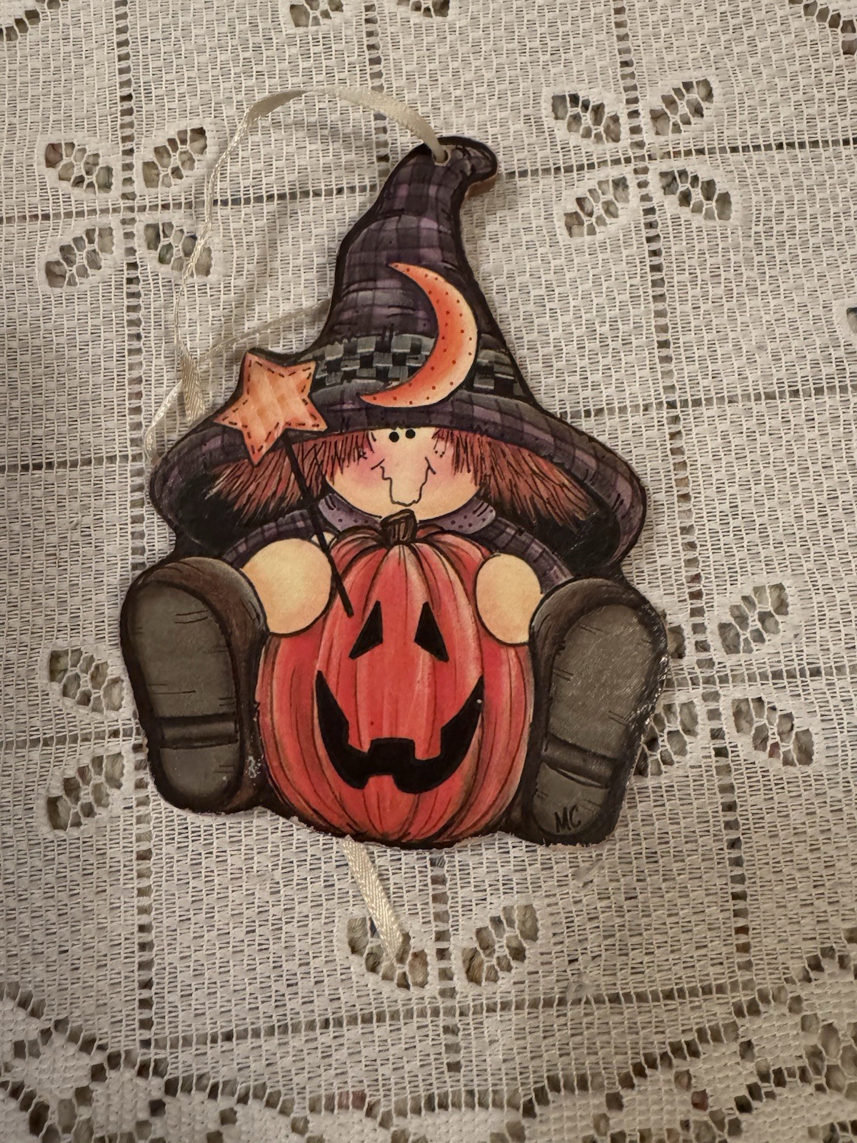 Longaberger Custom Wooden Tie-on -Witch  - Homestead Exclusive