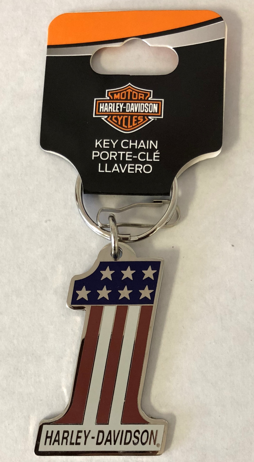 Harley-Davidson Number 1 Red White Blue  Metal Key Chain NEW