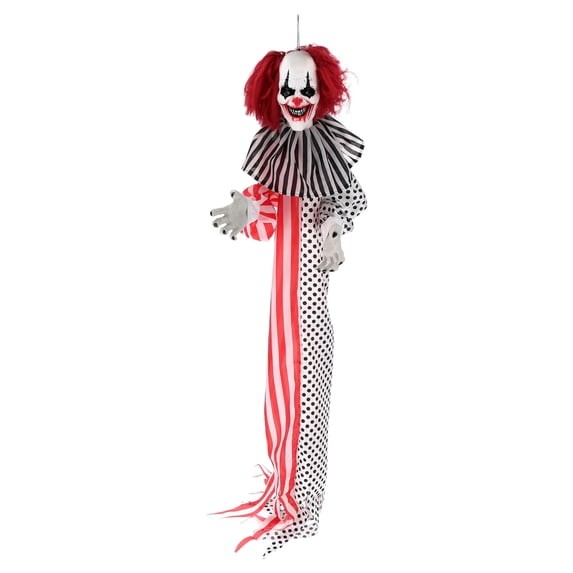 5 Ft Animated Hanging Clown Halloween Decoration Light Sound Motion