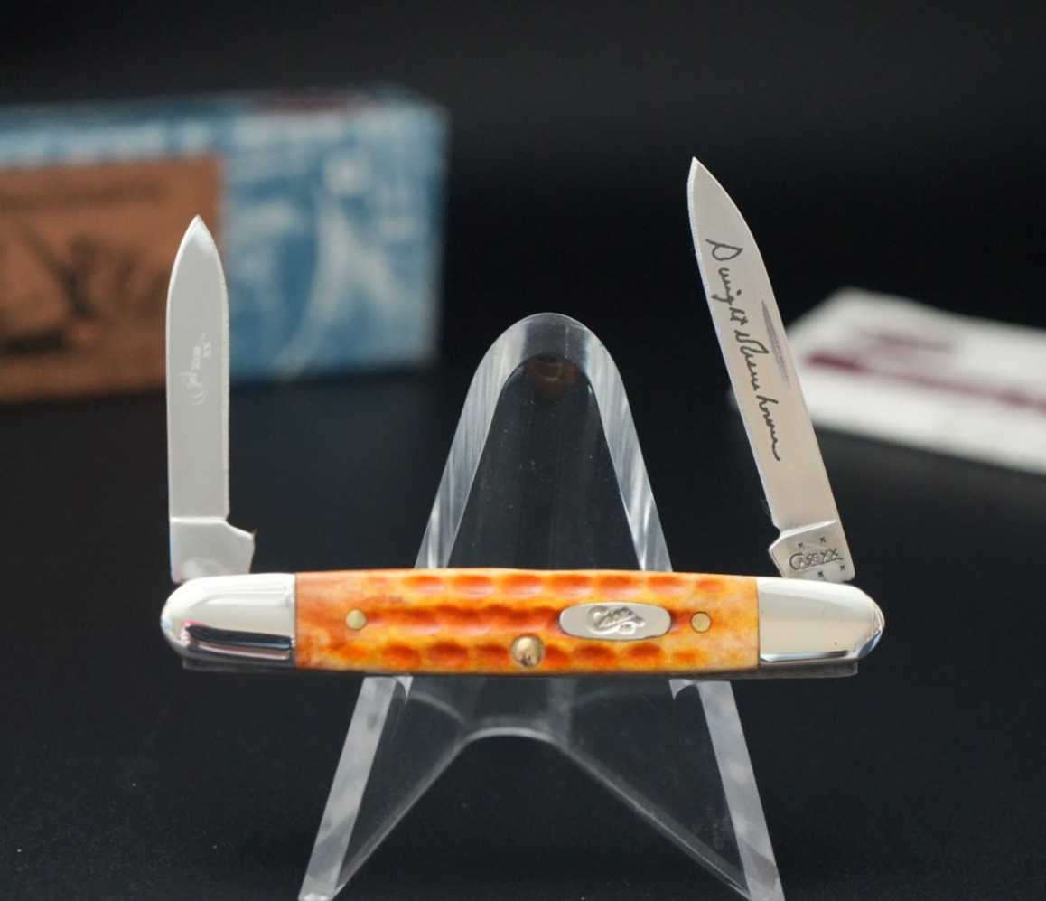 2005 Case XX 1st RUN Eisenhower Knife - Jigged Harvest Orange Bone Handles - NIB