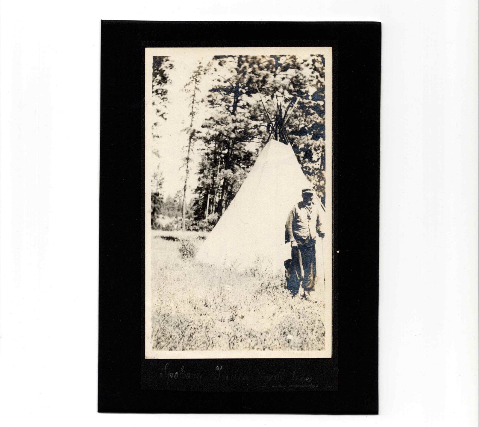 Antique c. 1900 Spokane Indian Native American Tepee Photo Matted Washington WA Antique c. 1900 Spokane Indian Native American Tepee Photo Matted Washington WA