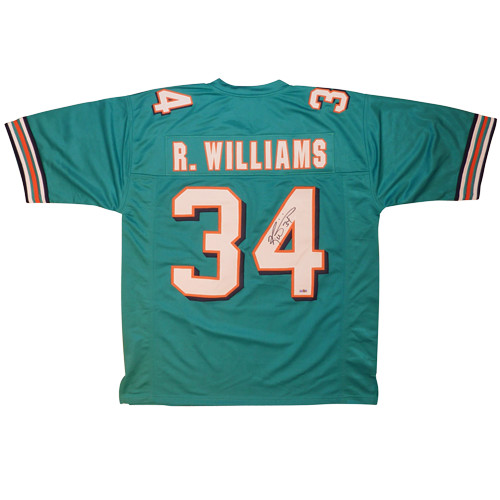 Ricky Williams Autographed Miami (Teal #34) Custom Jersey - Beckett
