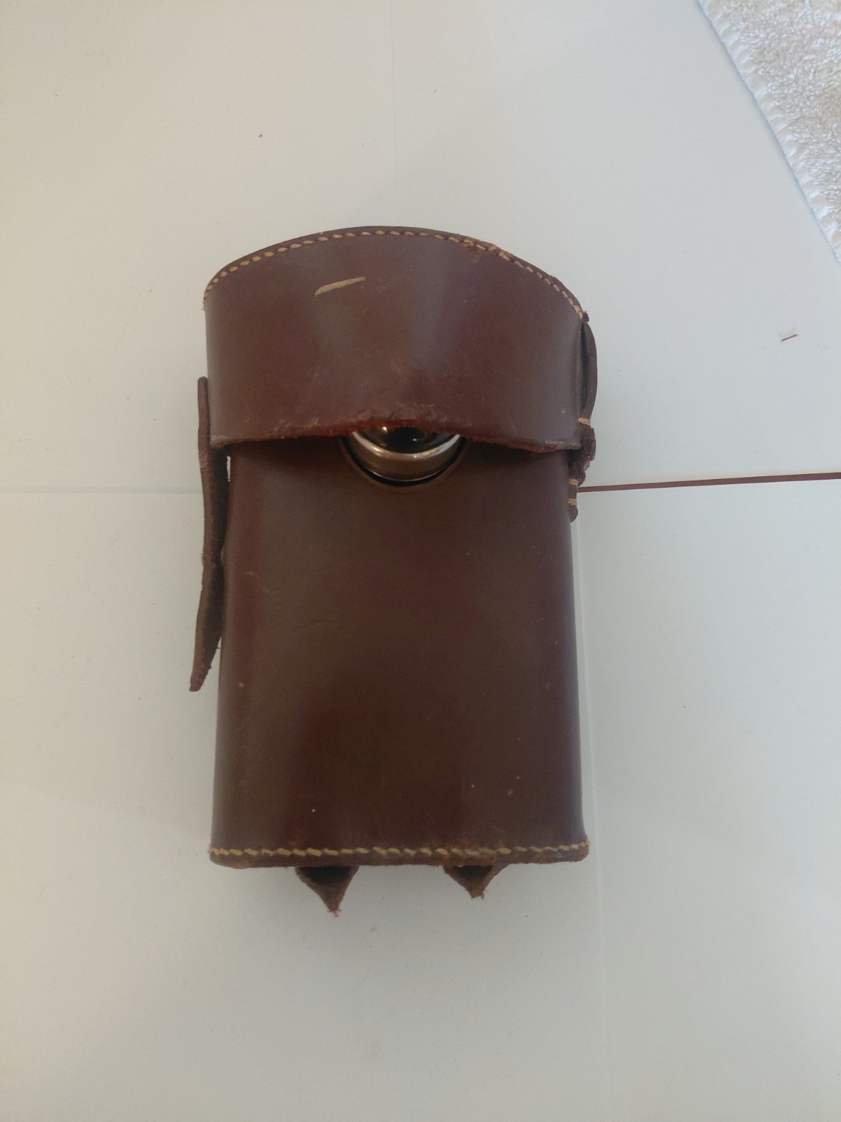 British WWI Flashlight in leather holder \