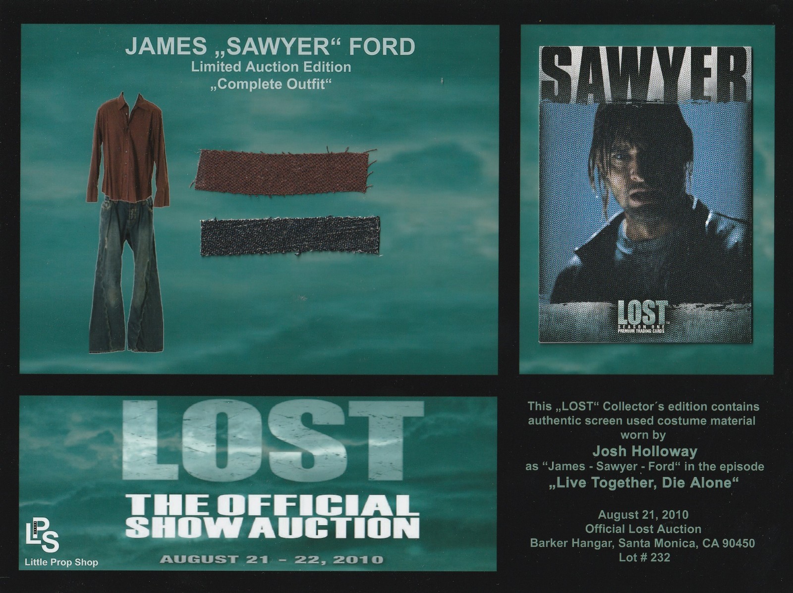 Lost Tv Series Original Costume Card - Prop - Josh Holloway James 