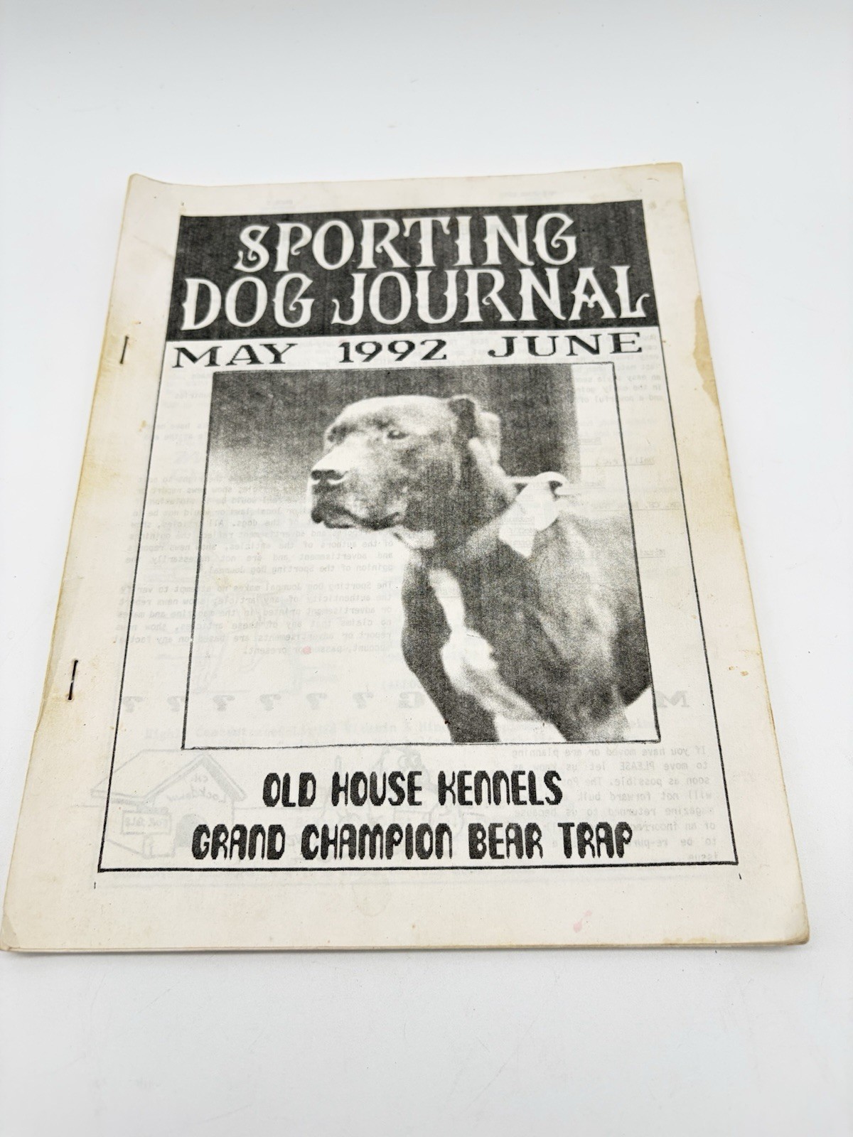 Sporting Dog Journal May June 1992 Grand Champion Bear Trap Pitbull Old House