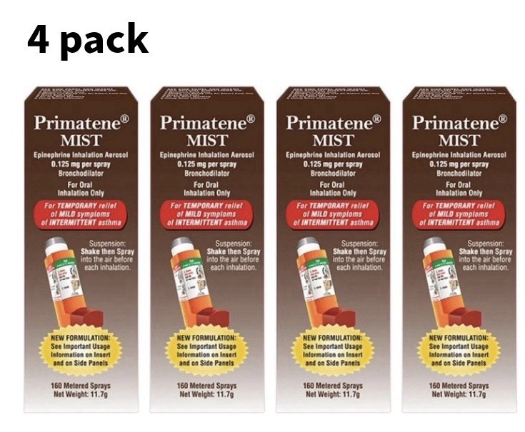 PRIMATINE MIST Epinephrine Inhaler (4 Pack) EXP 4/2028  NEW- 