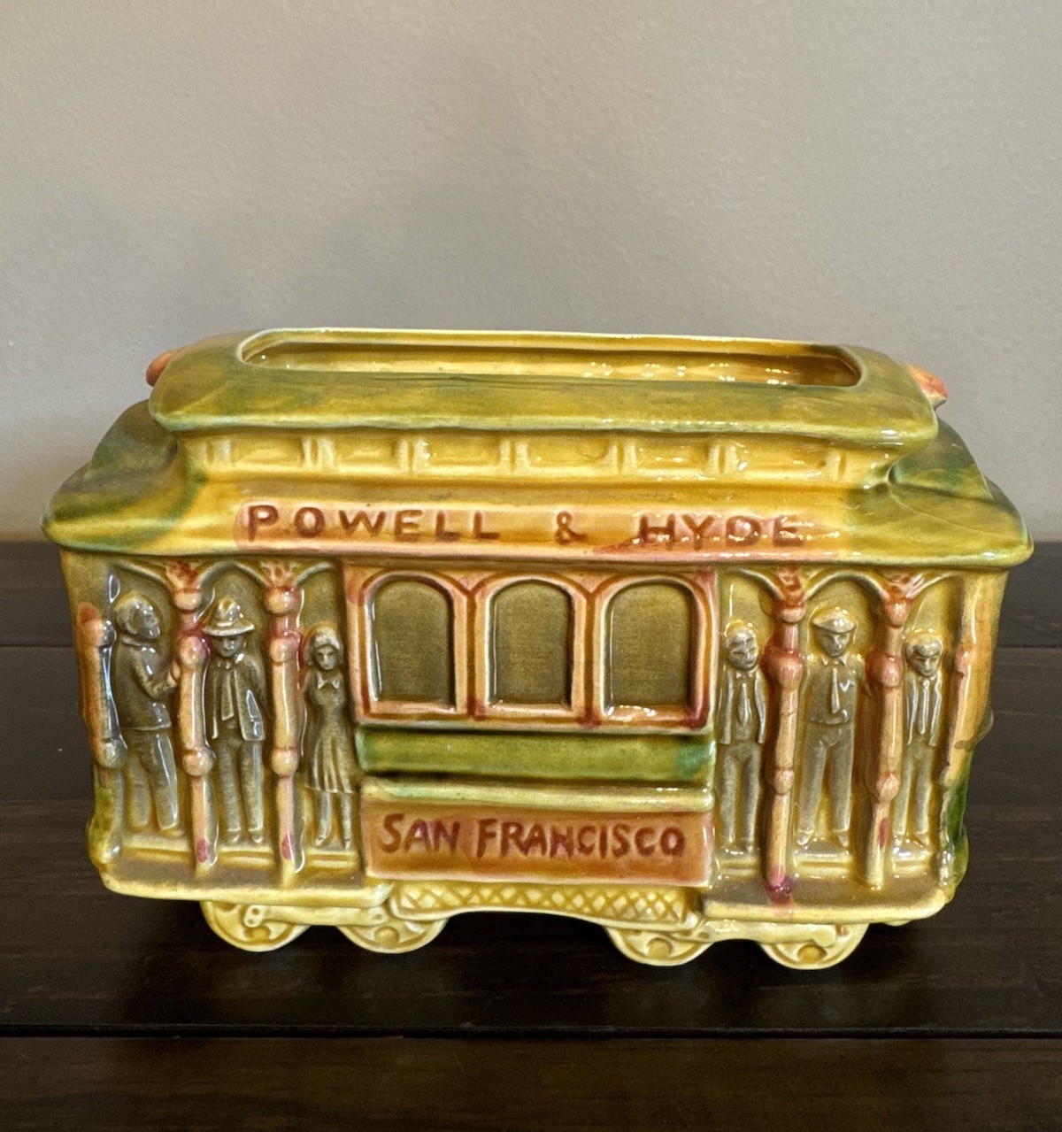 Vintage SNCO San Francisco Cable Car Coin Bank 514 Powell Mason Japan Ceramic