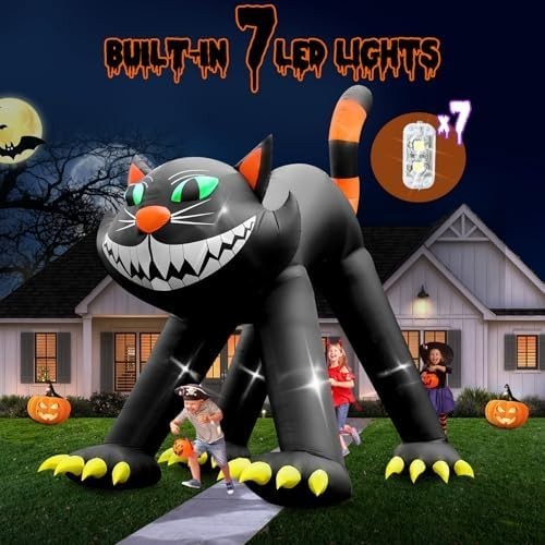 UniqSeason 14FT Giant Halloween Inflatable Black Cat, Blow up Cat