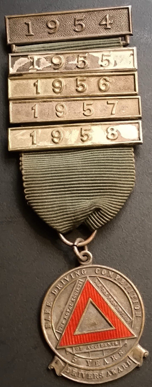 Vintage RoSPA Safe Driving Competition 5 Years Medal 1954-1958 Fattorini
