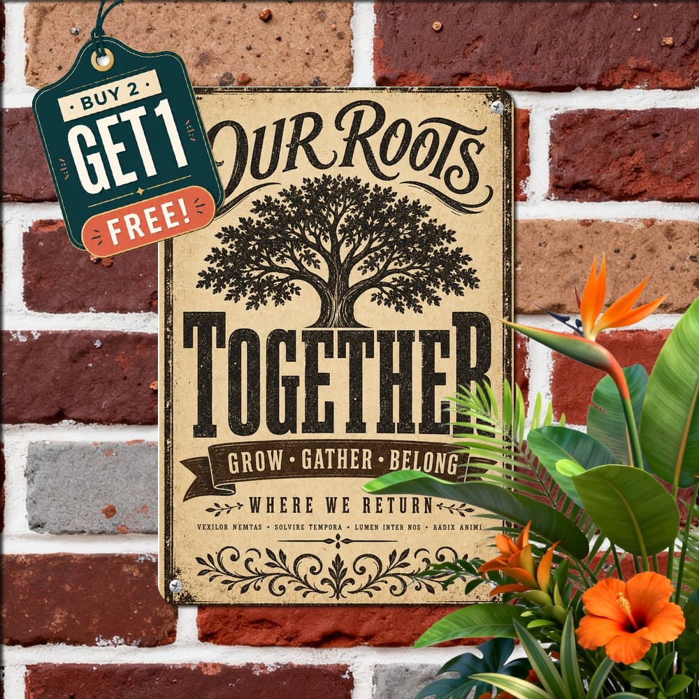Distressed Family Slogan Metal Sign Retro Entryway Wall Art Decor
