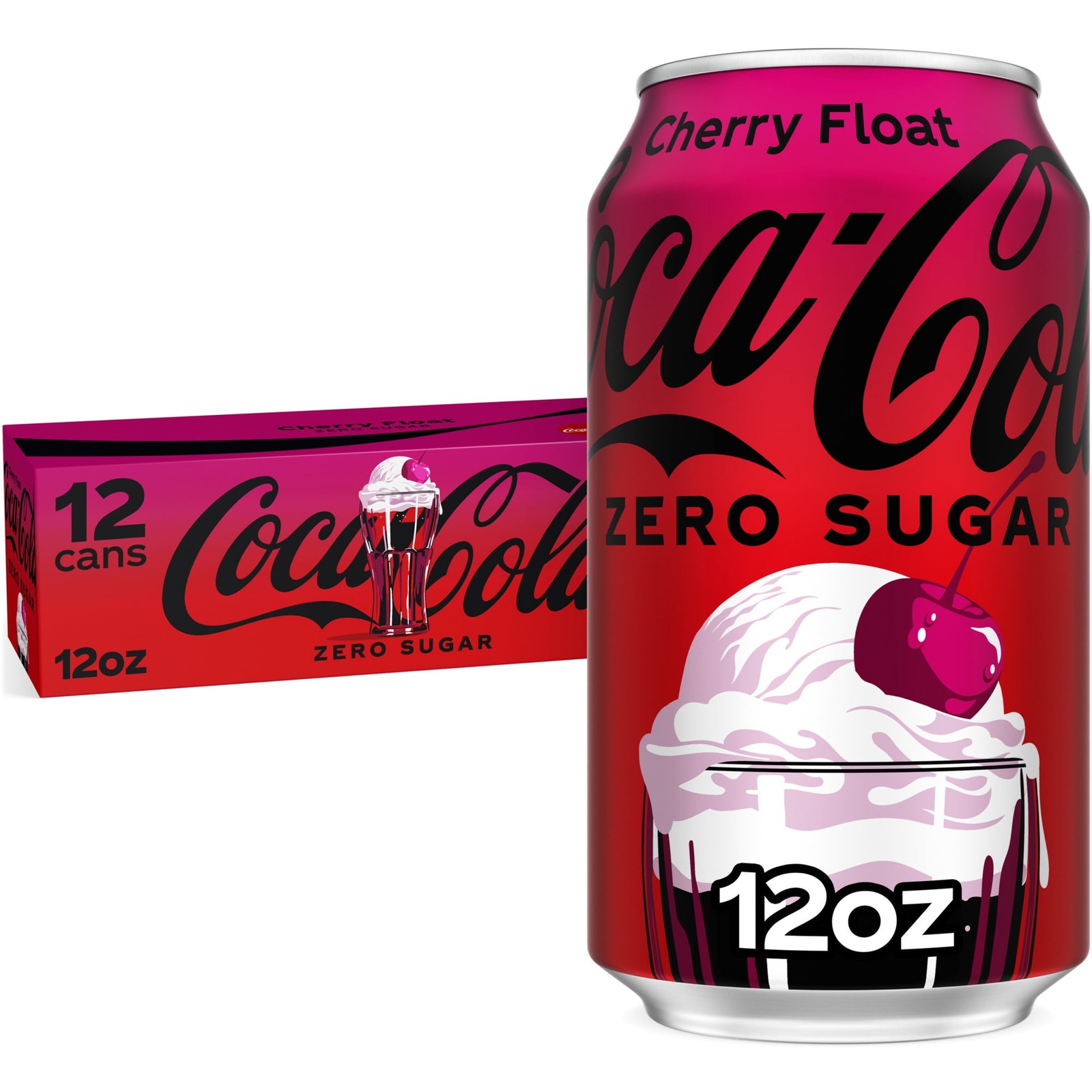 Coca-Cola Zero Sugar Cherry Float 12oz Cans 12 Pack Fridge Pack