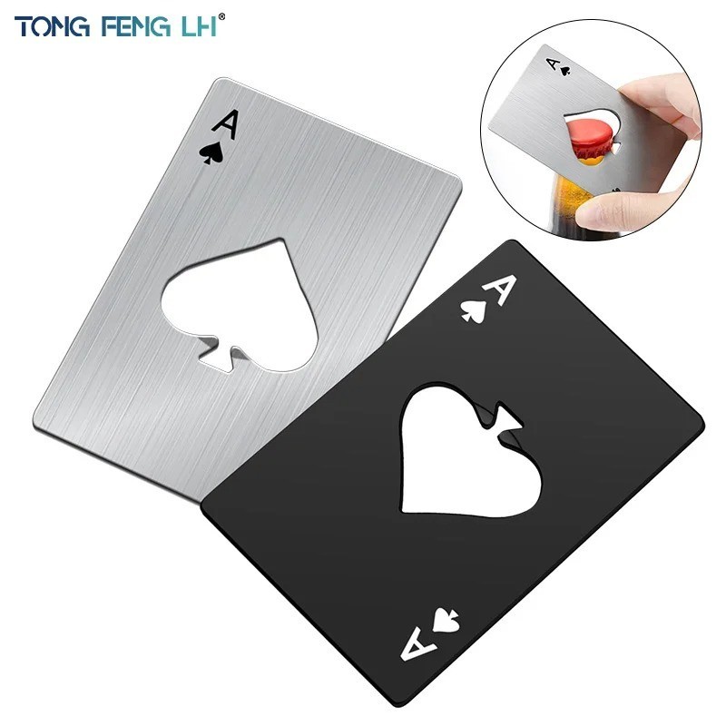 2pc Stainless Steel Credit Card Bottle Opener: Poker Card Beer Opener - NEW