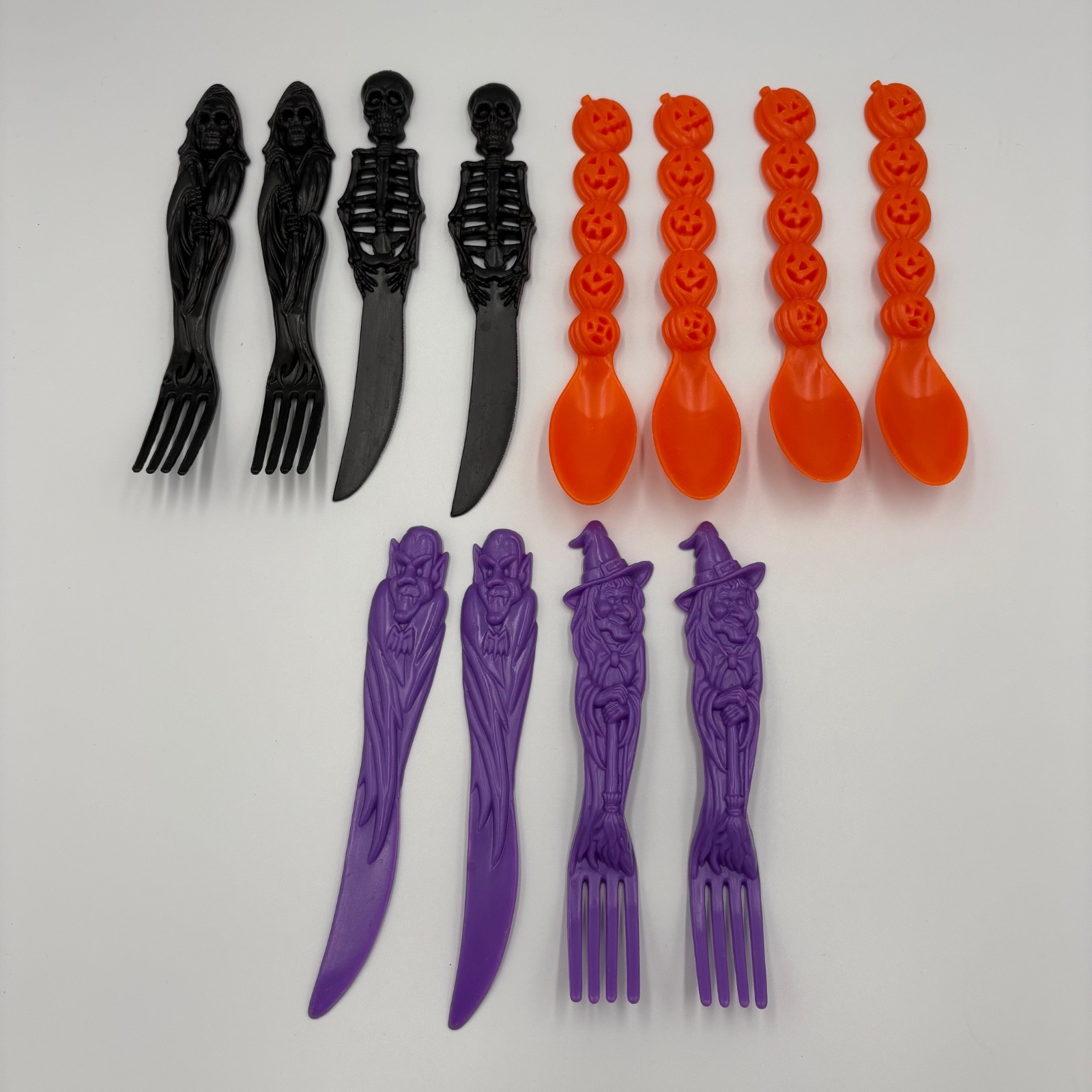 VTG 90s Fun World Halloween Spooky Freaky Flatware Set Of 12 Fork Knife Spoon