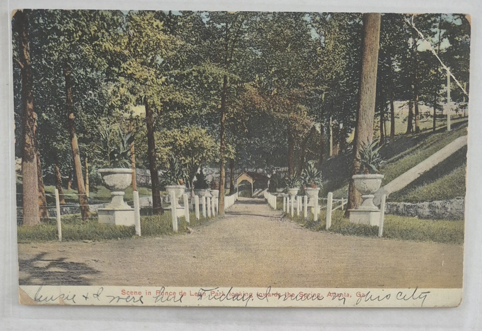 Postcard Ponce de Leon Park Looking Towards the Spring in Atlanta, Postmark 1914
