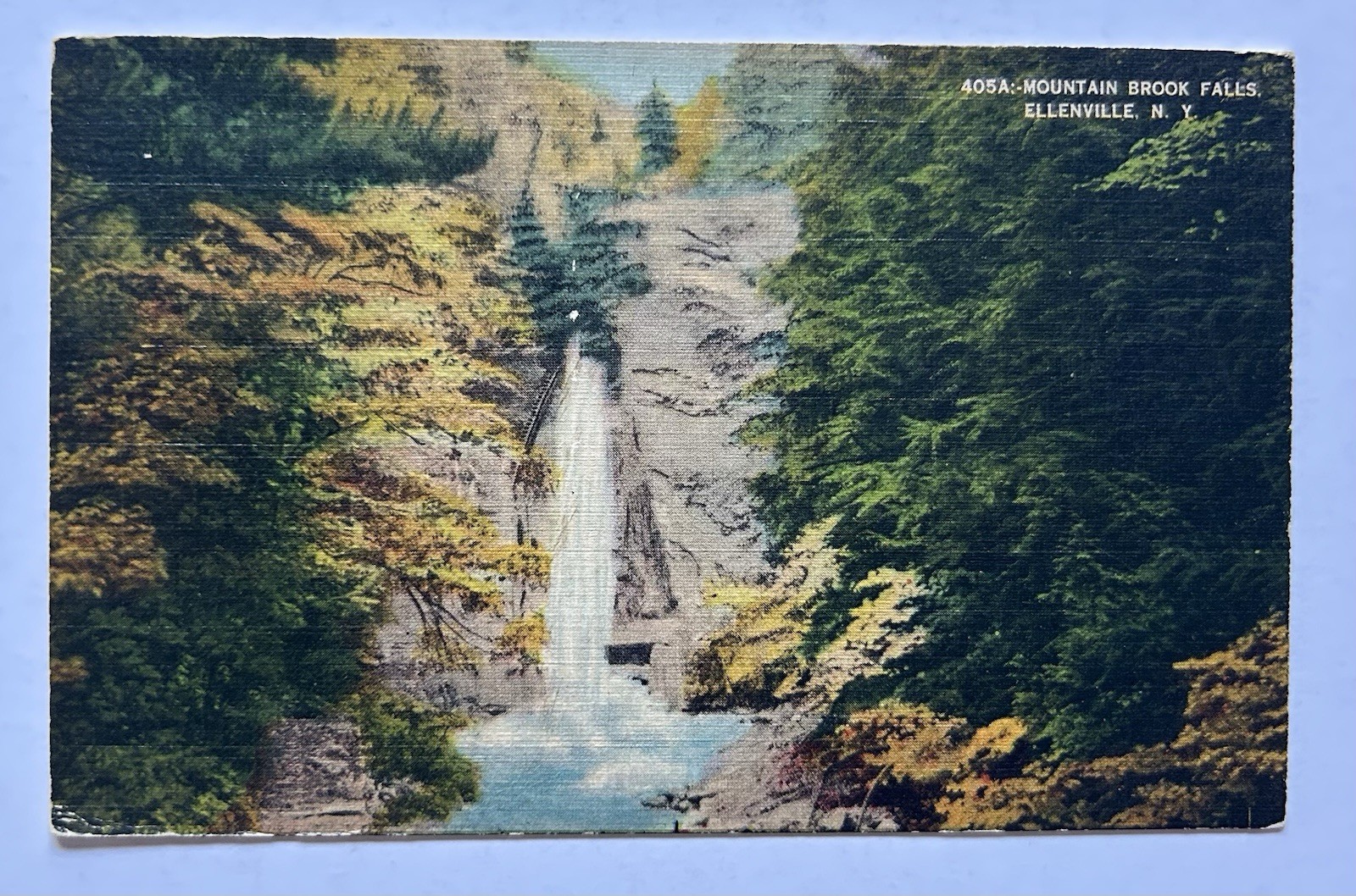 Mountain Brook Falls Ellenville New York Waterfall Scenic Postcard 1946 E11