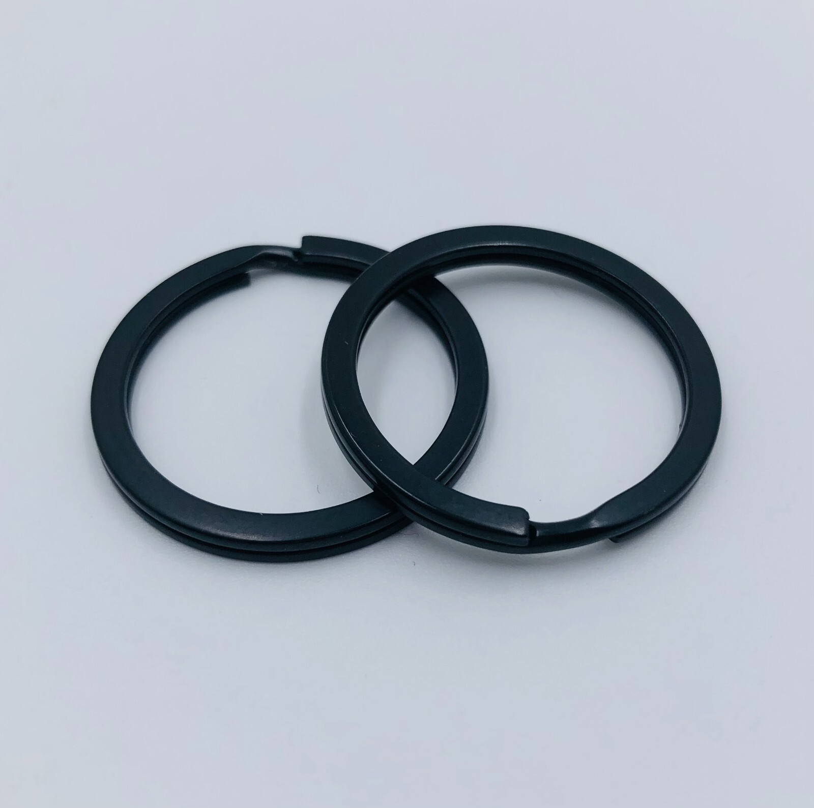 2pc Stainless Steel 30mm Flat Key Rings Black Key Chain Split Key Ring 1.2