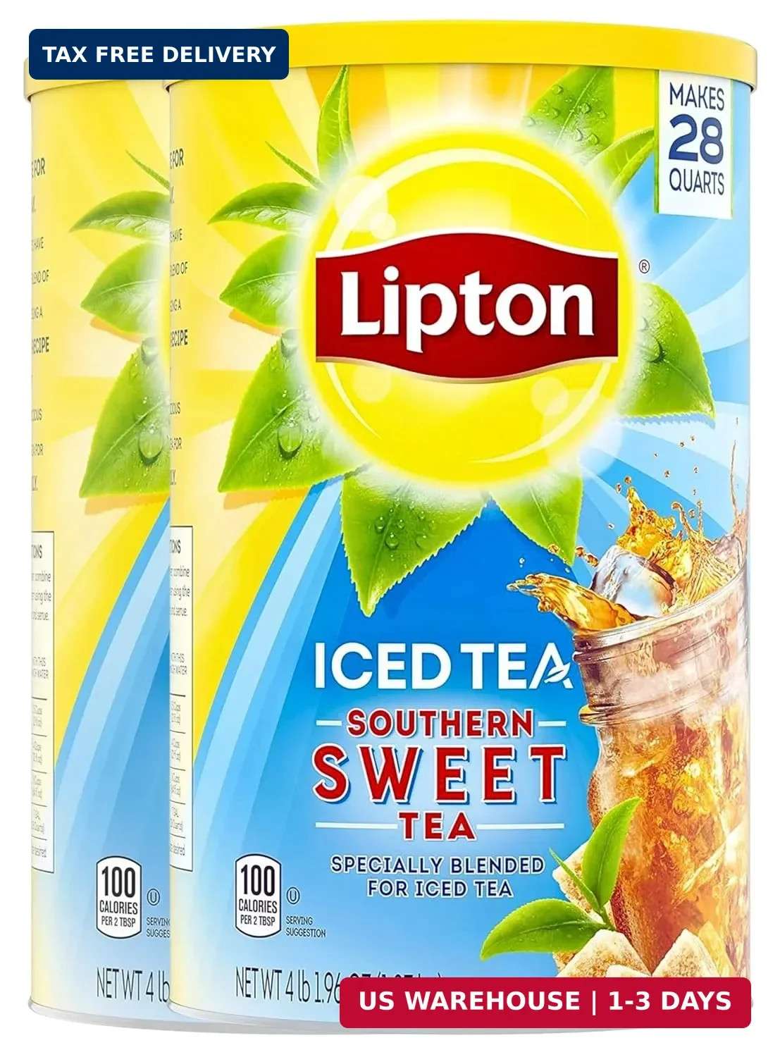 Southern Sweet Iced Tea Mix, makes 28 Quarts Per Canister, 2 Pack (56 Quarts Tot