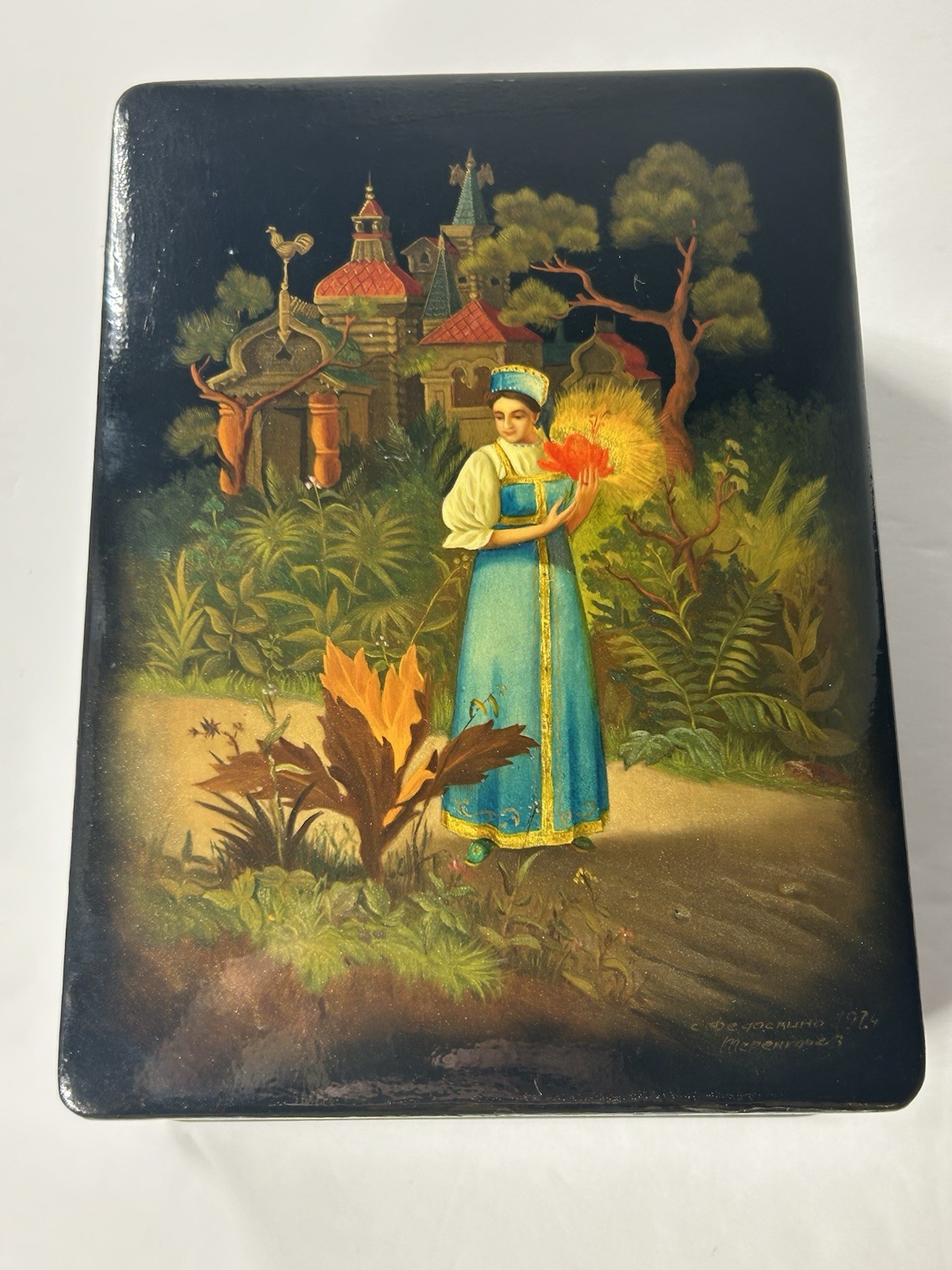 Vtg 1974 Signed Russian Fedoskino Lacquer Box \