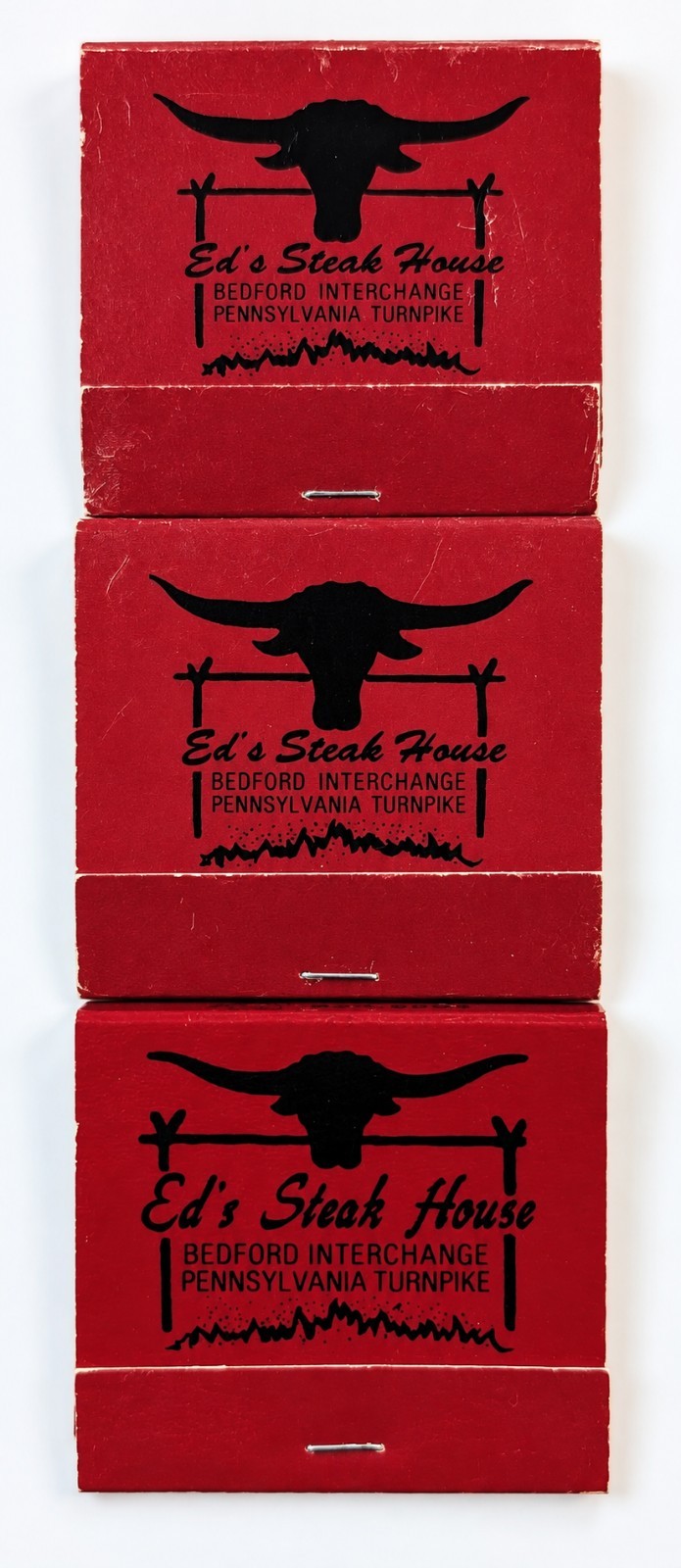 Vintage Ed\'s Steak House Bedford PA Restaurant Matches Lot of 3 Matchbooks