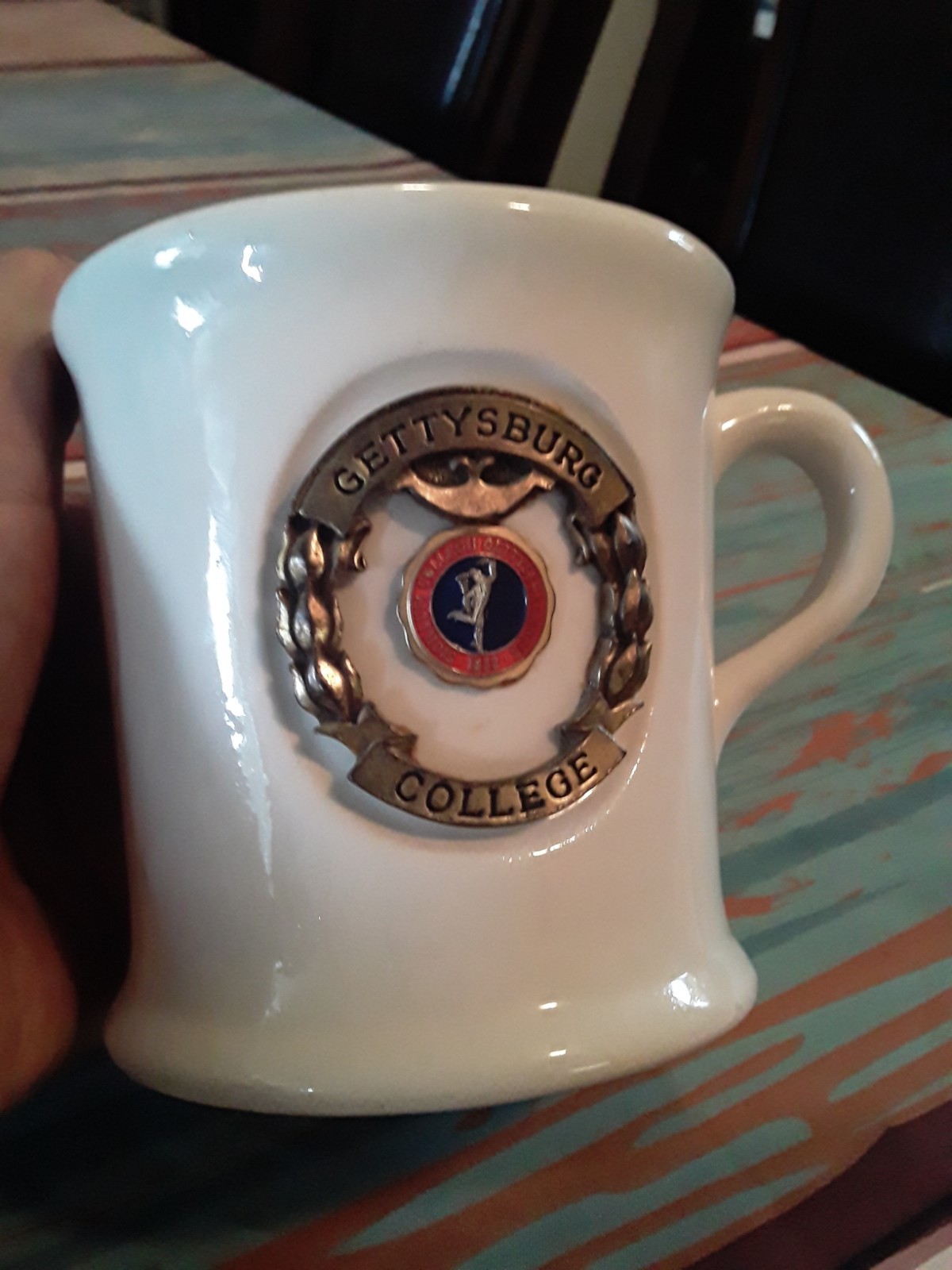 Vintage Gettysburg College White Coffee Mug