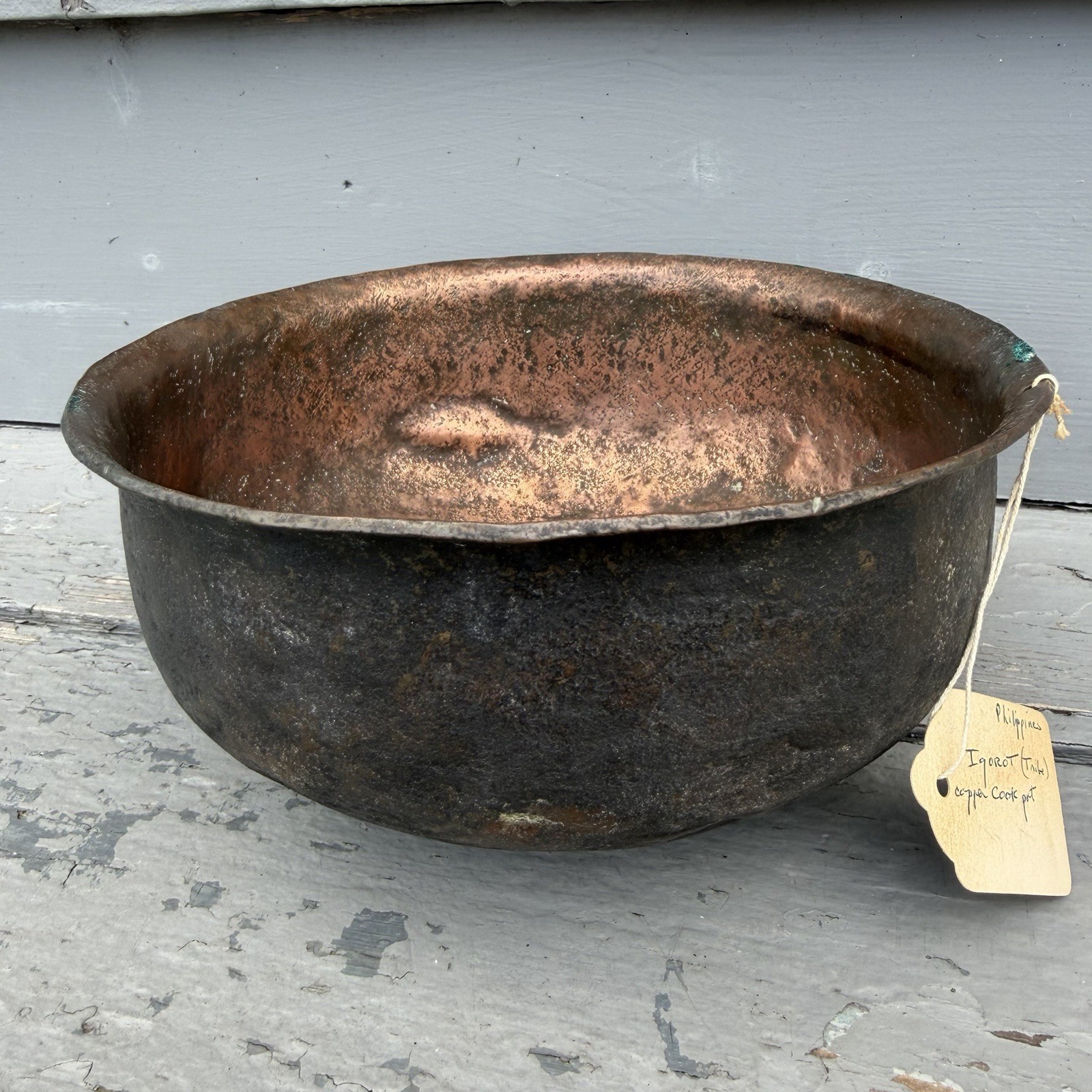 Antique Igorot Tribe Hand Hammered Copper Cook Pot Philippines Tribal Art Bowl
