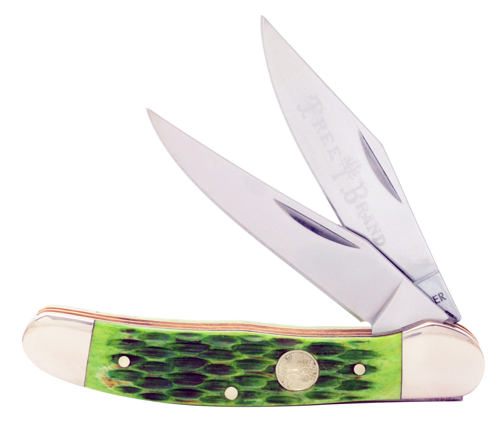 Boker TS 2.0 Copperhead Pocket Knife, Burnt Lime Green Jigged Bone, 3