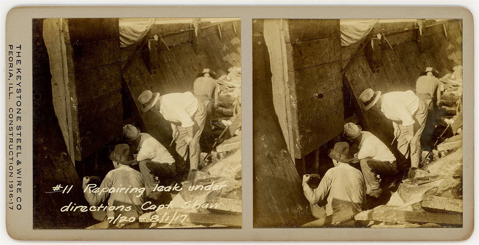 ILLINOIS SV - Alton - Repairing Barge - Keystone Steel & Wire Co - c1917 RARE