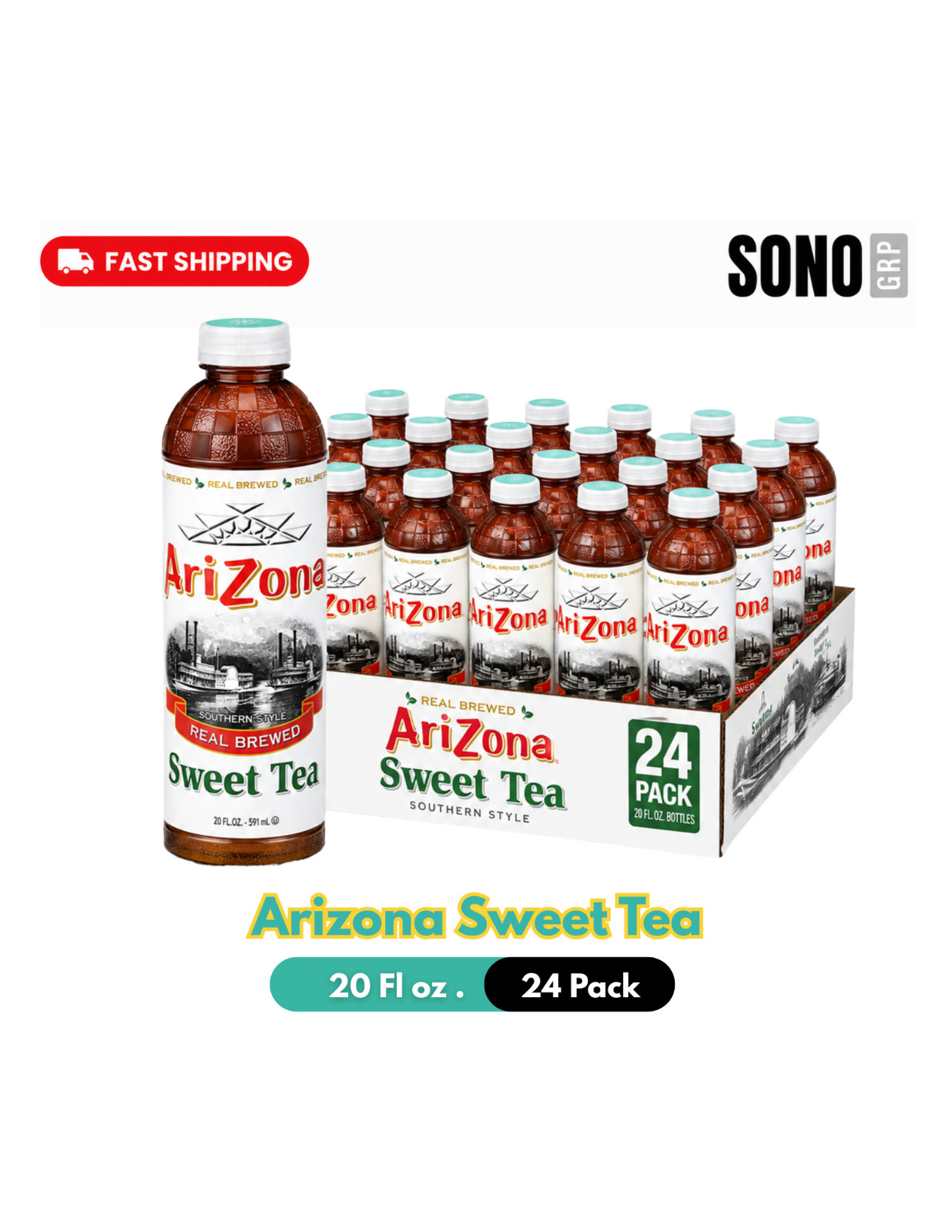 AriZona Sweet Southern Tea, 20 Fl Oz Bottle (Pack of 24)