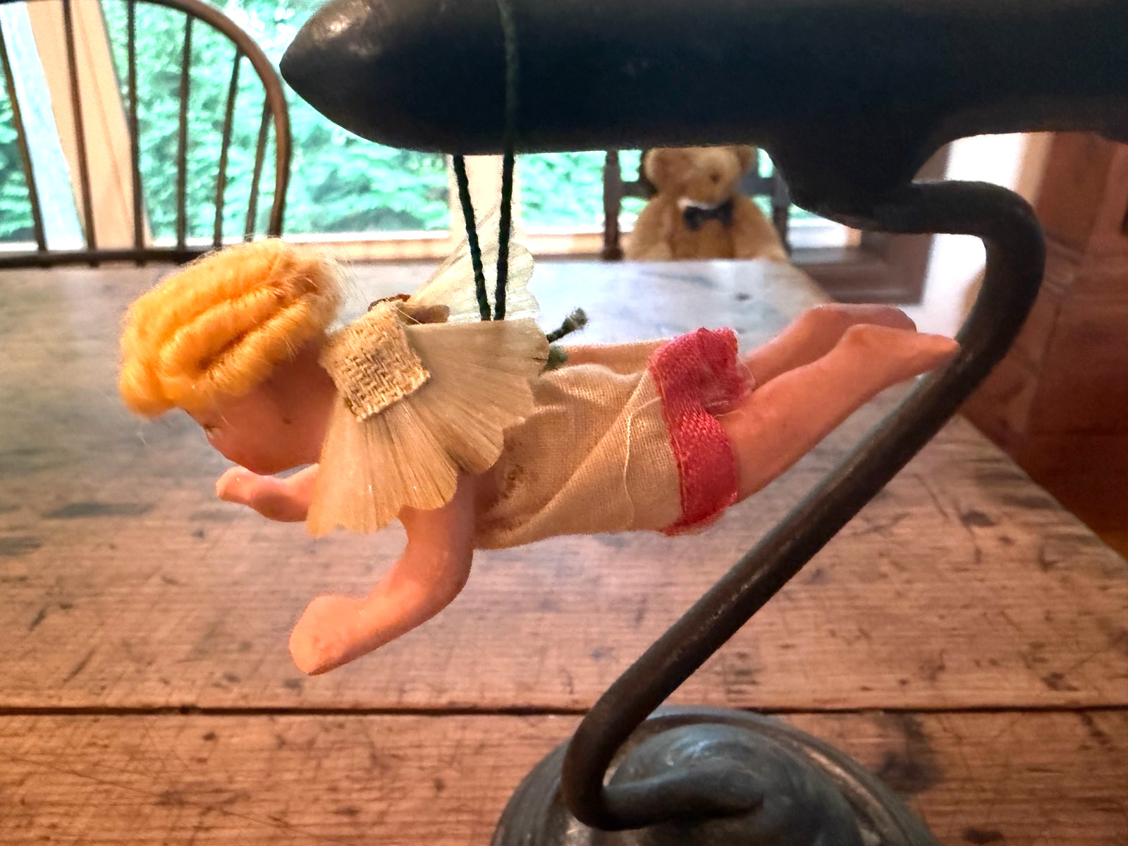 Antique Vintage Victorian German Wax Cherub Angel Christmas Ornament \
