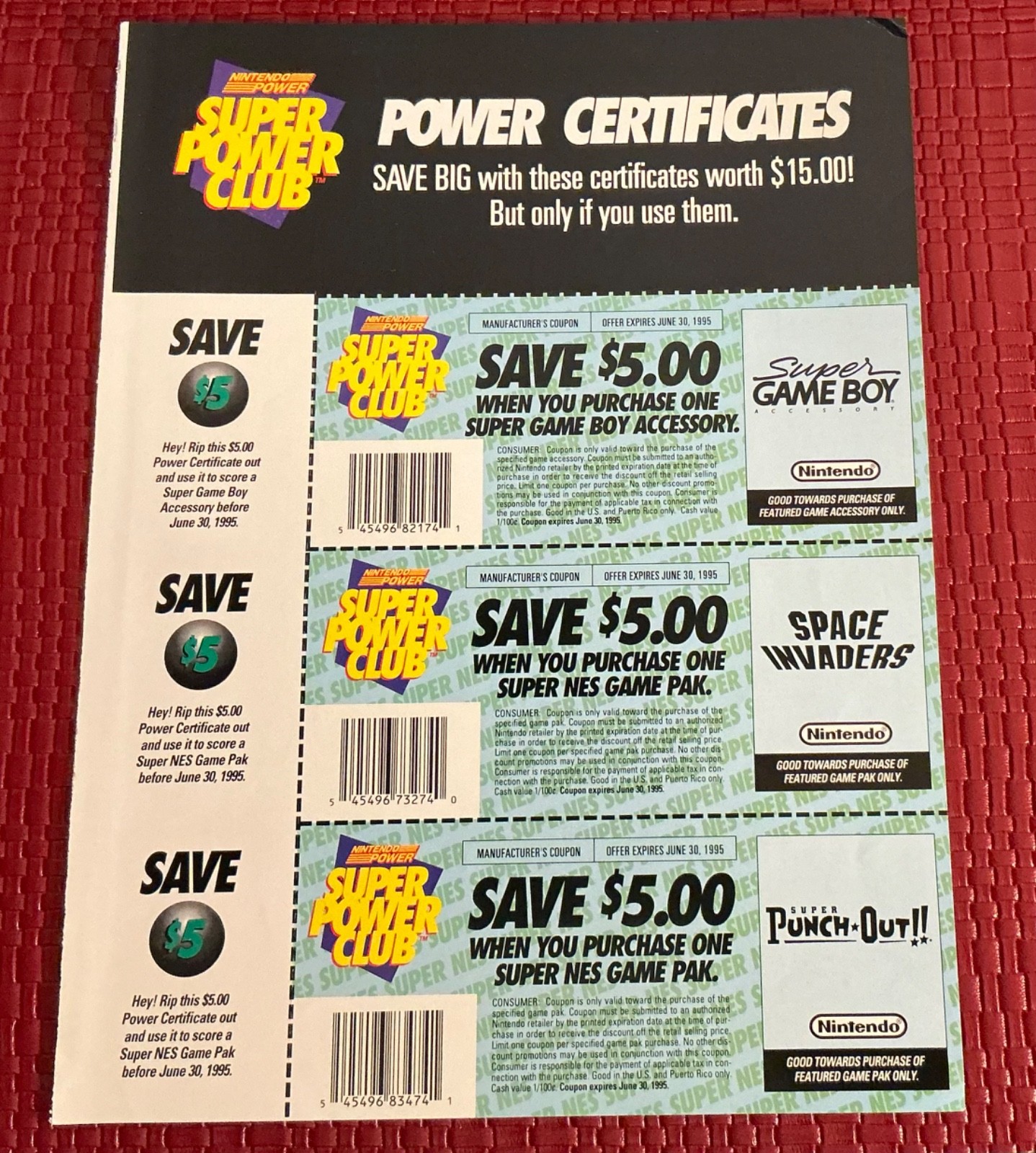 Super Punchout Save 5.00 Nintendo Print Ad Poster Art 8”x 10.5” Vintage Vtg Rare